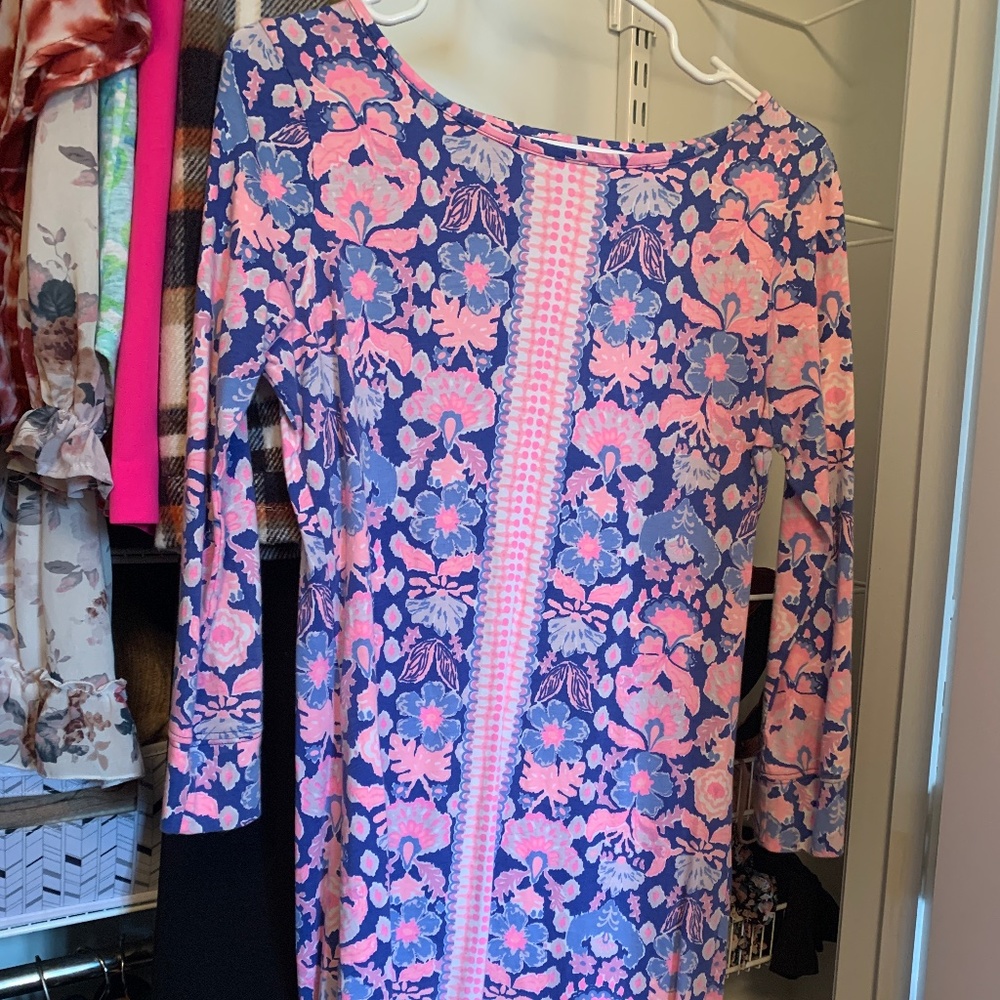 Lilly Pulitzer Marlowe Boatneck Dress Iris Blue Werk It Engineered - Size Medium View 2